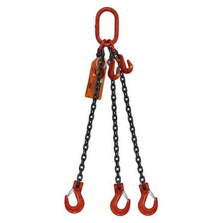 Hsi Three Leg Chain Slng, Adjstbl Type A, 3/4 in dia, 22ft L, Oblong Link to Slng Hook, 91,700lb Lmt 10ATOS3/4A-22